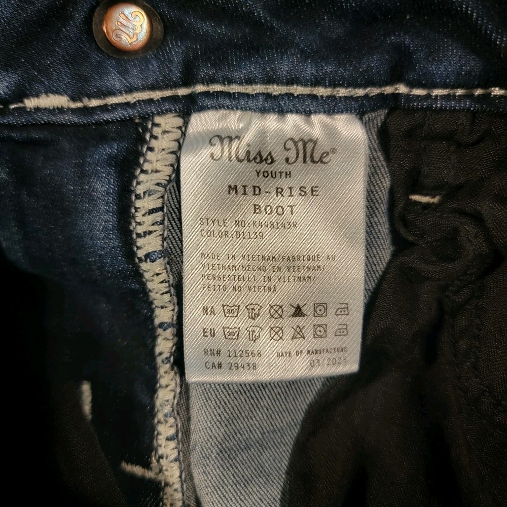 Miss Me Size 12 Youth NWOT Mid Rise Bootcut Stretch - Picture 7 of 8